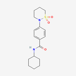 molecular formula C17H24N2O3S B5648910 N-cyclohexyl-4-(1,1-dioxido-1,2-thiazinan-2-yl)benzamide 
