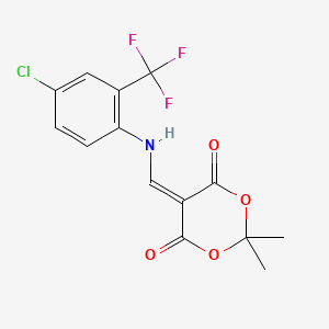 molecular formula C14H11ClF3NO4 B5648961 5-({[4-chloro-2-(trifluoromethyl)phenyl]amino}methylene)-2,2-dimethyl-1,3-dioxane-4,6-dione 
