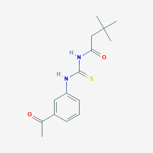 molecular formula C15H20N2O2S B5648983 N-{[(3-acetylphenyl)amino]carbonothioyl}-3,3-dimethylbutanamide 
