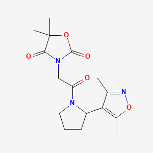 3-{2-[2-(3,5-dimethylisoxazol-4-yl)pyrrolidin-1-yl]-2-oxoethyl}-5,5-dimethyl-1,3-oxazolidine-2,4-dione