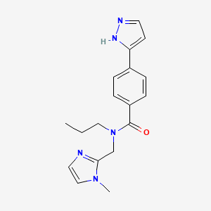 molecular formula C18H21N5O B5649013 N-[(1-methyl-1H-imidazol-2-yl)methyl]-N-propyl-4-(1H-pyrazol-3-yl)benzamide 