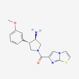 molecular formula C17H18N4O2S B5649028 (3R*,4S*)-1-(imidazo[2,1-b][1,3]thiazol-6-ylcarbonyl)-4-(3-methoxyphenyl)pyrrolidin-3-amine 