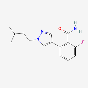 2-fluoro-6-[1-(3-methylbutyl)-1H-pyrazol-4-yl]benzamide