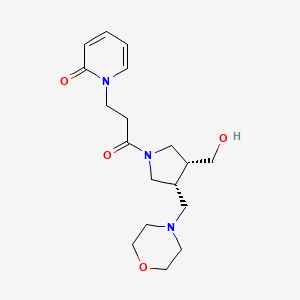 molecular formula C18H27N3O4 B5649092 1-{3-[(3R*,4R*)-3-(hydroxymethyl)-4-(4-morpholinylmethyl)-1-pyrrolidinyl]-3-oxopropyl}-2(1H)-pyridinone 