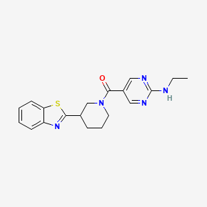 molecular formula C19H21N5OS B5649166 5-{[3-(1,3-benzothiazol-2-yl)-1-piperidinyl]carbonyl}-N-ethyl-2-pyrimidinamine 