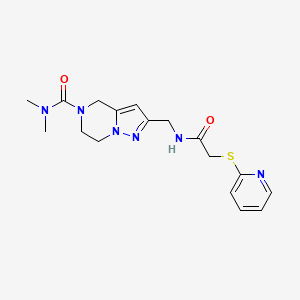 molecular formula C17H22N6O2S B5649181 N,N-dimethyl-2-({[(pyridin-2-ylthio)acetyl]amino}methyl)-6,7-dihydropyrazolo[1,5-a]pyrazine-5(4H)-carboxamide 