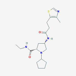 molecular formula C19H30N4O2S B5649184 (4S)-1-cyclopentyl-N-ethyl-4-{[3-(4-methyl-1,3-thiazol-5-yl)propanoyl]amino}-L-prolinamide 
