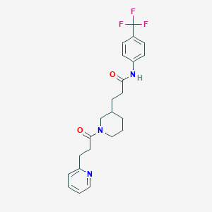 molecular formula C23H26F3N3O2 B5649186 3-{1-[3-(2-pyridinyl)propanoyl]-3-piperidinyl}-N-[4-(trifluoromethyl)phenyl]propanamide 
