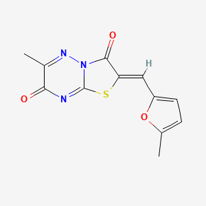 molecular formula C12H9N3O3S B5649200 6-methyl-2-[(5-methyl-2-furyl)methylene]-7H-[1,3]thiazolo[3,2-b][1,2,4]triazine-3,7(2H)-dione 