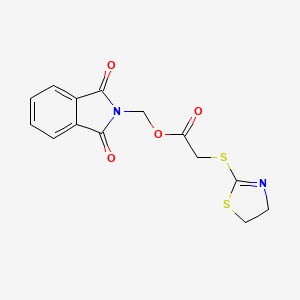 molecular formula C14H12N2O4S2 B5649205 (1,3-dioxo-1,3-dihydro-2H-isoindol-2-yl)methyl (4,5-dihydro-1,3-thiazol-2-ylthio)acetate 