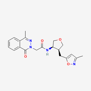 molecular formula C20H22N4O4 B5649223 N-{(3R*,4S*)-4-[(3-methylisoxazol-5-yl)methyl]tetrahydrofuran-3-yl}-2-(4-methyl-1-oxophthalazin-2(1H)-yl)acetamide 