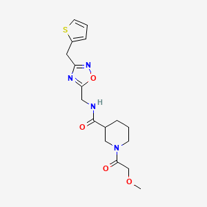molecular formula C17H22N4O4S B5649227 1-(methoxyacetyl)-N-{[3-(2-thienylmethyl)-1,2,4-oxadiazol-5-yl]methyl}-3-piperidinecarboxamide 