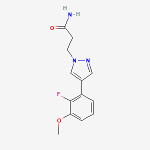 molecular formula C13H14FN3O2 B5649237 3-[4-(2-fluoro-3-methoxyphenyl)-1H-pyrazol-1-yl]propanamide 