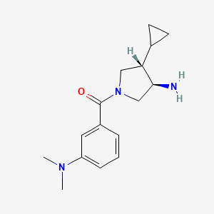 molecular formula C16H23N3O B5649266 (3R*,4S*)-4-cyclopropyl-1-[3-(dimethylamino)benzoyl]pyrrolidin-3-amine 