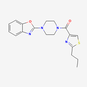 molecular formula C18H20N4O2S B5649287 2-{4-[(2-propyl-1,3-thiazol-4-yl)carbonyl]-1-piperazinyl}-1,3-benzoxazole 