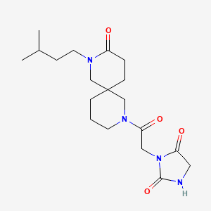 molecular formula C19H30N4O4 B5649356 3-{2-[8-(3-methylbutyl)-9-oxo-2,8-diazaspiro[5.5]undec-2-yl]-2-oxoethyl}imidazolidine-2,4-dione 