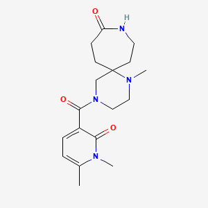 molecular formula C18H26N4O3 B5649371 4-[(1,6-dimethyl-2-oxo-1,2-dihydro-3-pyridinyl)carbonyl]-1-methyl-1,4,9-triazaspiro[5.6]dodecan-10-one 