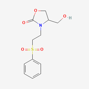 molecular formula C12H15NO5S B5649372 4-(hydroxymethyl)-3-[2-(phenylsulfonyl)ethyl]-1,3-oxazolidin-2-one 