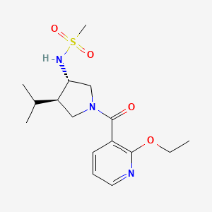 molecular formula C16H25N3O4S B5649384 N-{(3S*,4R*)-1-[(2-ethoxypyridin-3-yl)carbonyl]-4-isopropylpyrrolidin-3-yl}methanesulfonamide 