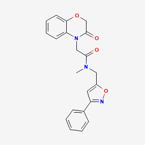 molecular formula C21H19N3O4 B5649411 N-methyl-2-(3-oxo-2,3-dihydro-4H-1,4-benzoxazin-4-yl)-N-[(3-phenylisoxazol-5-yl)methyl]acetamide 