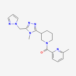 molecular formula C19H23N7O B5649438 2-methyl-6-({3-[4-methyl-5-(1H-pyrazol-1-ylmethyl)-4H-1,2,4-triazol-3-yl]piperidin-1-yl}carbonyl)pyridine 