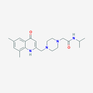 molecular formula C21H30N4O2 B5649444 2-{4-[(4-hydroxy-6,8-dimethylquinolin-2-yl)methyl]piperazin-1-yl}-N-isopropylacetamide 