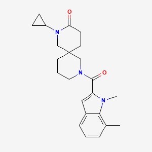 molecular formula C23H29N3O2 B5649456 2-cyclopropyl-8-[(1,7-dimethyl-1H-indol-2-yl)carbonyl]-2,8-diazaspiro[5.5]undecan-3-one 