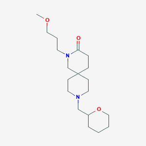 molecular formula C19H34N2O3 B5649478 2-(3-methoxypropyl)-9-(tetrahydro-2H-pyran-2-ylmethyl)-2,9-diazaspiro[5.5]undecan-3-one 