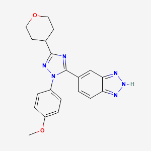 molecular formula C20H20N6O2 B5649503 5-[1-(4-methoxyphenyl)-3-(tetrahydro-2H-pyran-4-yl)-1H-1,2,4-triazol-5-yl]-1H-1,2,3-benzotriazole 