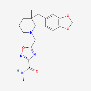 molecular formula C19H24N4O4 B5649507 5-{[3-(1,3-benzodioxol-5-ylmethyl)-3-methylpiperidin-1-yl]methyl}-N-methyl-1,2,4-oxadiazole-3-carboxamide 