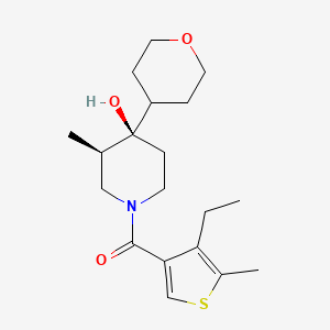 molecular formula C19H29NO3S B5649546 (3R*,4R*)-1-[(4-ethyl-5-methyl-3-thienyl)carbonyl]-3-methyl-4-(tetrahydro-2H-pyran-4-yl)-4-piperidinol 