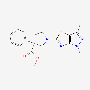 molecular formula C18H20N4O2S B5649549 methyl 1-(1,3-dimethyl-1H-pyrazolo[3,4-d][1,3]thiazol-5-yl)-3-phenylpyrrolidine-3-carboxylate 