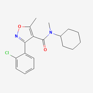 molecular formula C18H21ClN2O2 B5649550 3-(2-chlorophenyl)-N-cyclohexyl-N,5-dimethyl-4-isoxazolecarboxamide 