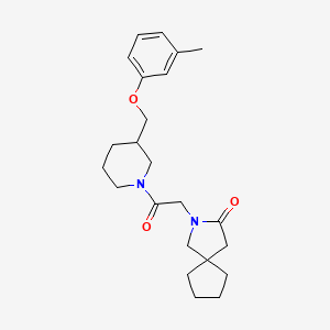 molecular formula C23H32N2O3 B5649561 2-(2-{3-[(3-methylphenoxy)methyl]piperidin-1-yl}-2-oxoethyl)-2-azaspiro[4.4]nonan-3-one 