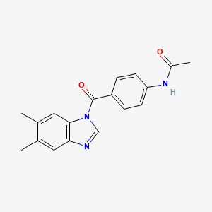 molecular formula C18H17N3O2 B5649638 N-{4-[(5,6-dimethyl-1H-benzimidazol-1-yl)carbonyl]phenyl}acetamide 