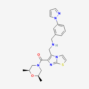 molecular formula C23H26N6O2S B5649644 1-(6-{[(2R*,6S*)-2,6-dimethyl-4-morpholinyl]carbonyl}imidazo[2,1-b][1,3]thiazol-5-yl)-N-[3-(1H-pyrazol-1-yl)benzyl]methanamine 