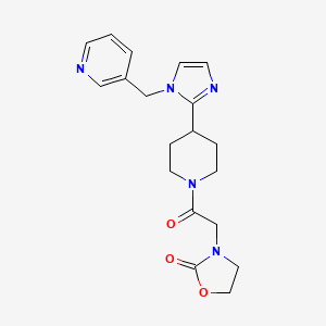 molecular formula C19H23N5O3 B5649661 3-(2-oxo-2-{4-[1-(3-pyridinylmethyl)-1H-imidazol-2-yl]-1-piperidinyl}ethyl)-1,3-oxazolidin-2-one 