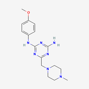 molecular formula C16H23N7O B5649721 N-(4-methoxyphenyl)-6-[(4-methyl-1-piperazinyl)methyl]-1,3,5-triazine-2,4-diamine 