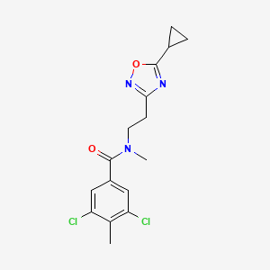 molecular formula C16H17Cl2N3O2 B5649727 3,5-dichloro-N-[2-(5-cyclopropyl-1,2,4-oxadiazol-3-yl)ethyl]-N,4-dimethylbenzamide 