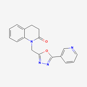 molecular formula C17H14N4O2 B5649769 1-[(5-pyridin-3-yl-1,3,4-oxadiazol-2-yl)methyl]-3,4-dihydroquinolin-2(1H)-one 