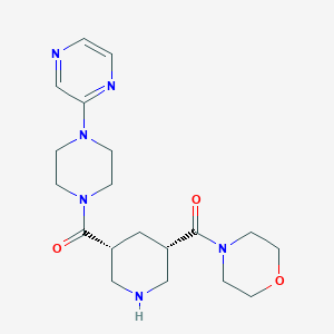 molecular formula C19H28N6O3 B5649776 4-({(3S*,5R*)-5-[(4-pyrazin-2-ylpiperazin-1-yl)carbonyl]piperidin-3-yl}carbonyl)morpholine 