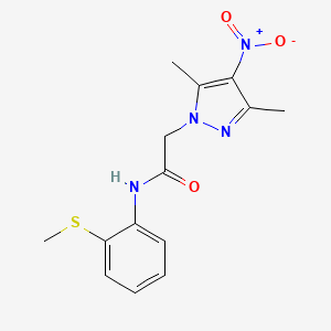 molecular formula C14H16N4O3S B5649784 2-(3,5-dimethyl-4-nitro-1H-pyrazol-1-yl)-N-[2-(methylthio)phenyl]acetamide 