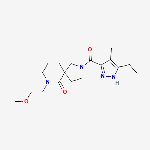 molecular formula C18H28N4O3 B5649798 2-[(3-ethyl-4-methyl-1H-pyrazol-5-yl)carbonyl]-7-(2-methoxyethyl)-2,7-diazaspiro[4.5]decan-6-one 