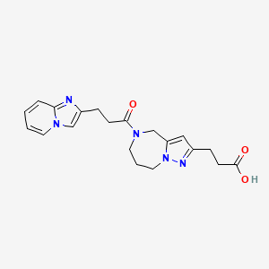 molecular formula C20H23N5O3 B5649803 3-[5-(3-imidazo[1,2-a]pyridin-2-ylpropanoyl)-5,6,7,8-tetrahydro-4H-pyrazolo[1,5-a][1,4]diazepin-2-yl]propanoic acid 