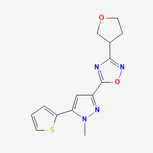 molecular formula C14H14N4O2S B5649834 5-[1-methyl-5-(2-thienyl)-1H-pyrazol-3-yl]-3-(tetrahydrofuran-3-yl)-1,2,4-oxadiazole 