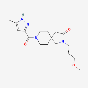 molecular formula C17H26N4O3 B5649843 2-(3-methoxypropyl)-8-[(3-methyl-1H-pyrazol-5-yl)carbonyl]-2,8-diazaspiro[4.5]decan-3-one 