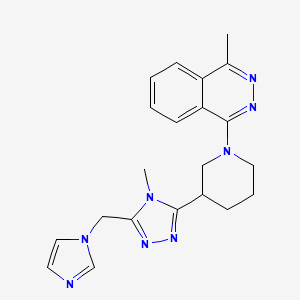 molecular formula C21H24N8 B5649878 1-{3-[5-(1H-imidazol-1-ylmethyl)-4-methyl-4H-1,2,4-triazol-3-yl]piperidin-1-yl}-4-methylphthalazine 