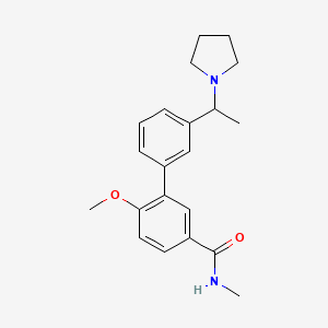 molecular formula C21H26N2O2 B5649897 6-methoxy-N-methyl-3'-(1-pyrrolidin-1-ylethyl)biphenyl-3-carboxamide 