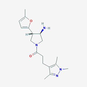 molecular formula C18H26N4O2 B5649904 (3R*,4S*)-4-(5-methyl-2-furyl)-1-[3-(1,3,5-trimethyl-1H-pyrazol-4-yl)propanoyl]pyrrolidin-3-amine 