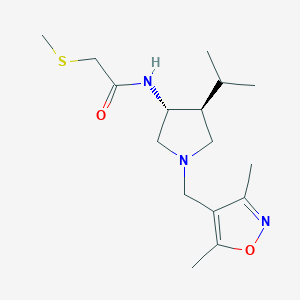 molecular formula C16H27N3O2S B5649920 N-{rel-(3R,4S)-1-[(3,5-dimethyl-4-isoxazolyl)methyl]-4-isopropyl-3-pyrrolidinyl}-2-(methylthio)acetamide hydrochloride 